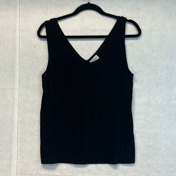 CHICO'S TRAVELERS Top Women's Size 2 Large Black Tank Scoop V-Neck Reversible - Picture 1 of 14